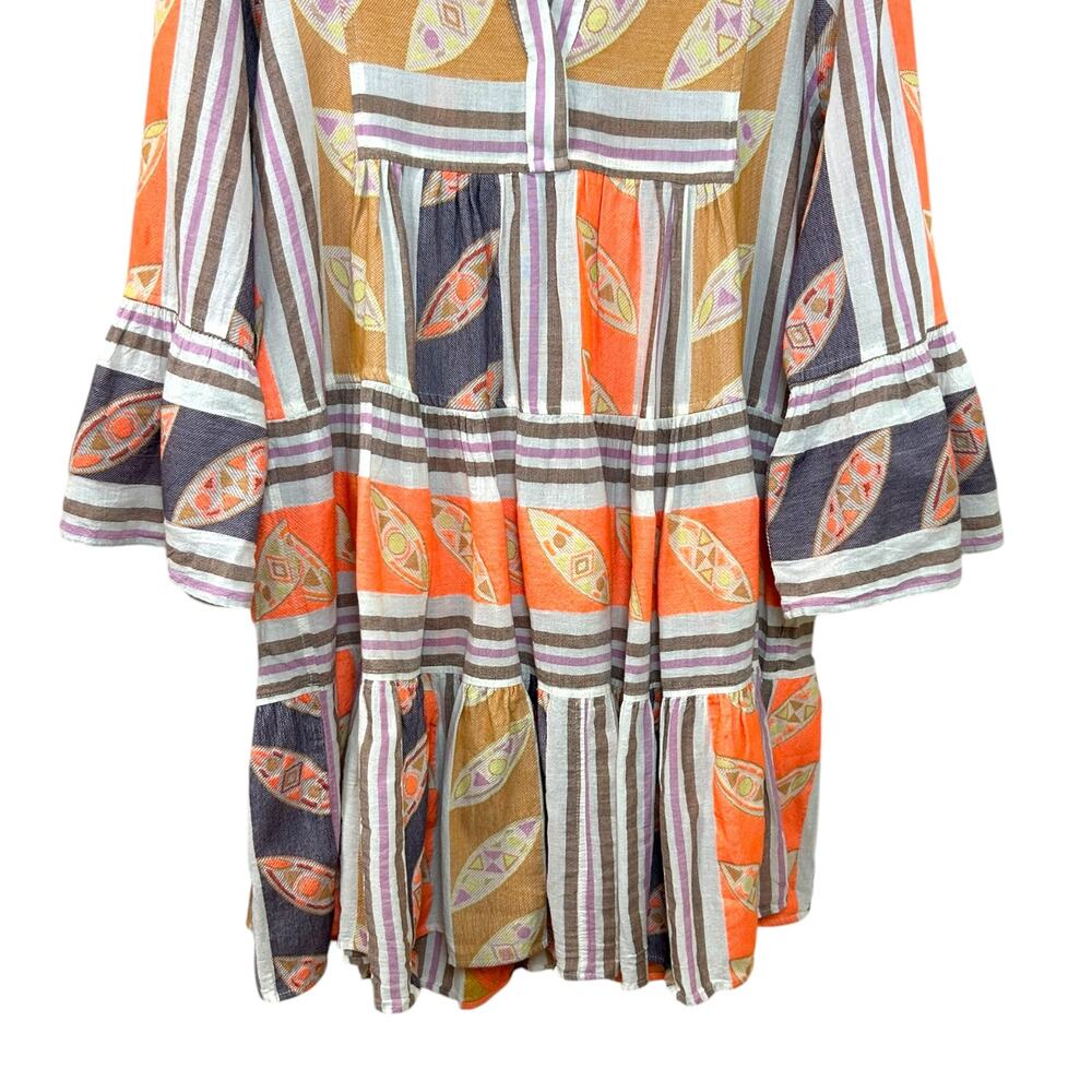 Devotion Twins NWT 'Hermosa' Tunic Mini Dress, Boho, Pattern Orange Lilac, Small - Picture 8 of 12